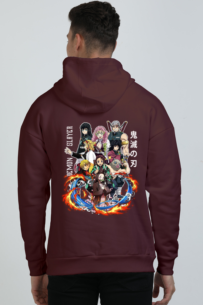 Demon Slayer Oversized Unisex Hoodie - Maroon