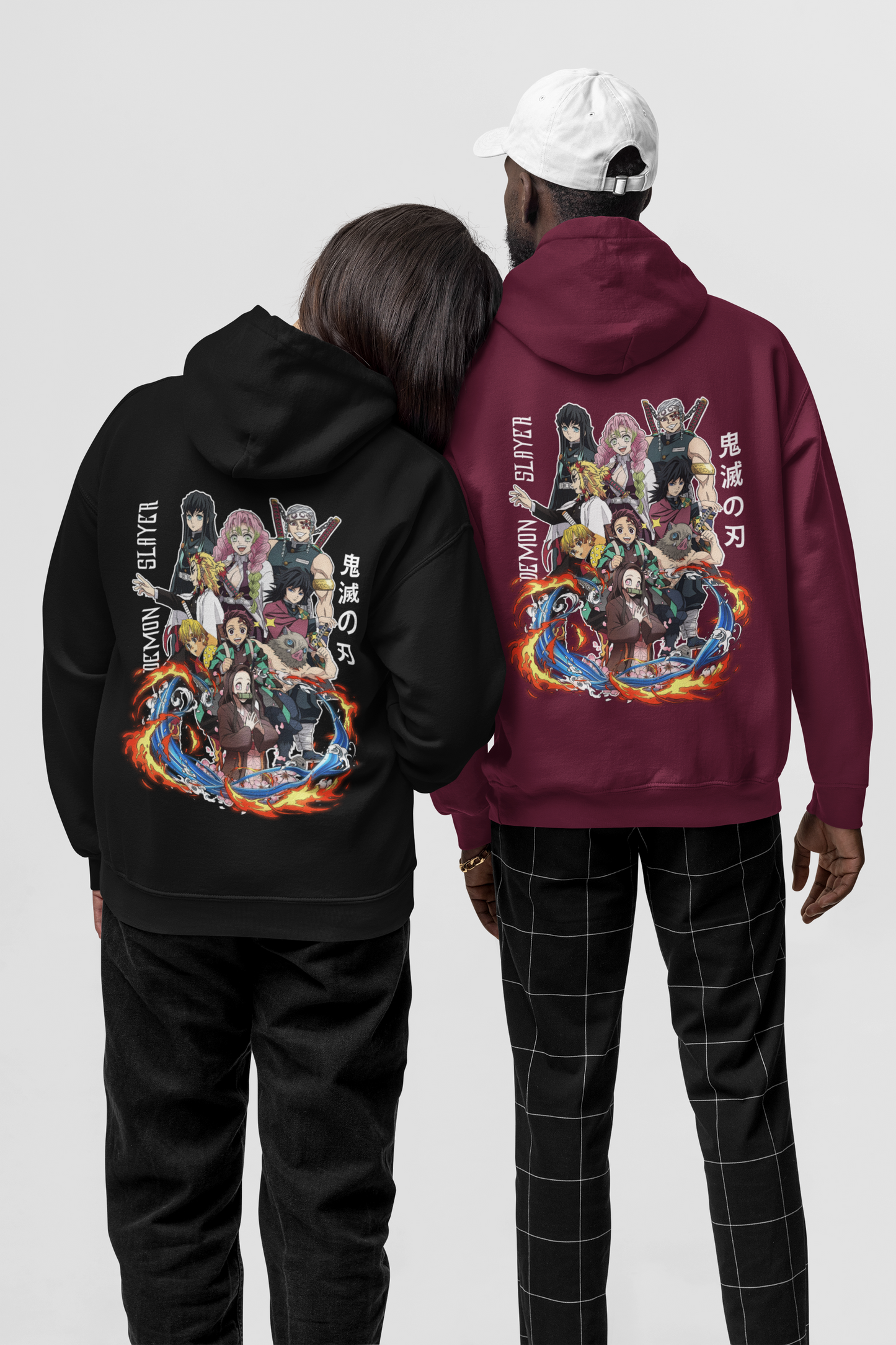 Demon Slayer Oversized Unisex Hoodie - Maroon