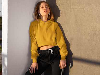 Women Classic Crop Hoodie - Mustard Yellow