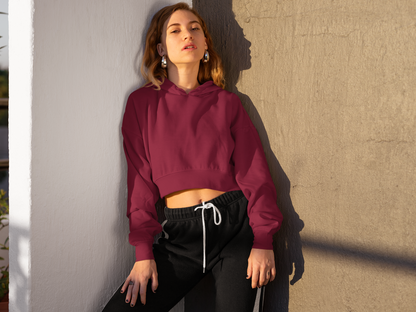 Women Classic Crop Hoodie - Maroon