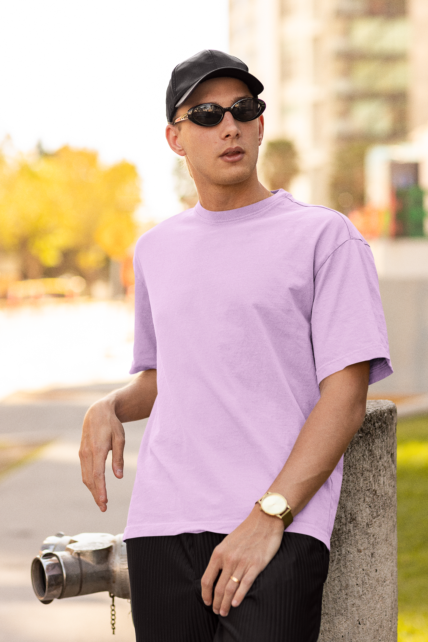 Lavender Plain  Oversized Fit T-shirt